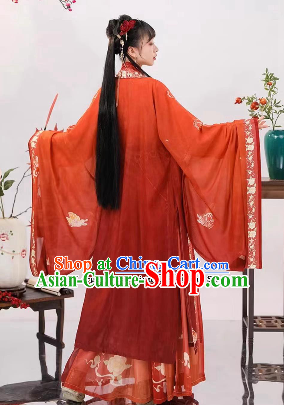 Traditional Wedding Clothing Chinese Jin Dynasty Bride Red Dress Ancient China Princess Costume