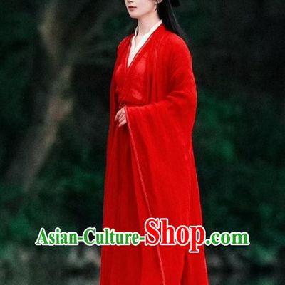 Ancient China Female Swordsman Red Dress Chinese TV Series The Legend Of Shen Li Clothing