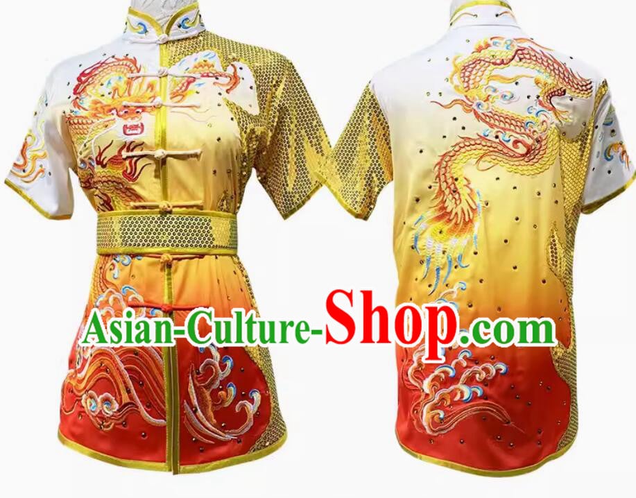 Top Embroidered Dragon Martial Arts Suit Chinese Kung Fu Costume Pure Silk Wushu Competition Uniform Top Embroidered Dragon Martial Arts Suit Chinese Kung Fu Costume Pure Silk Wushu Competition Uniform