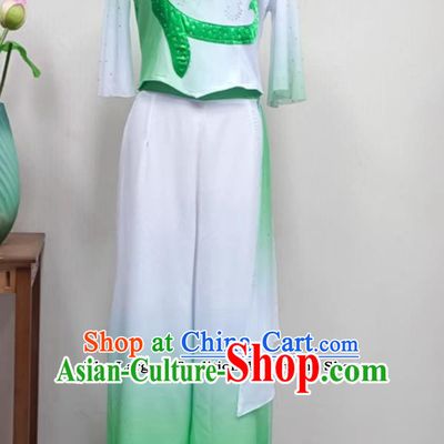 Women Group Performance Green Outfit China Yangko Dance Clothing Chinese Folk Dance Costume