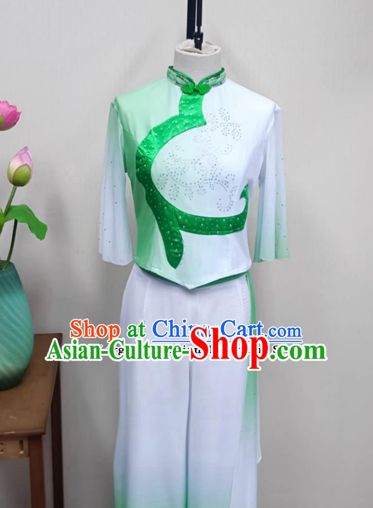 Women Group Performance Green Outfit China Yangko Dance Clothing Chinese Folk Dance Costume Women Group Performance Green Outfit China Yangko Dance Clothing Chinese Folk Dance Costume