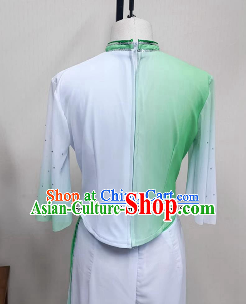 Women Group Performance Green Outfit China Yangko Dance Clothing Chinese Folk Dance Costume Women Group Performance Green Outfit China Yangko Dance Clothing Chinese Folk Dance Costume
