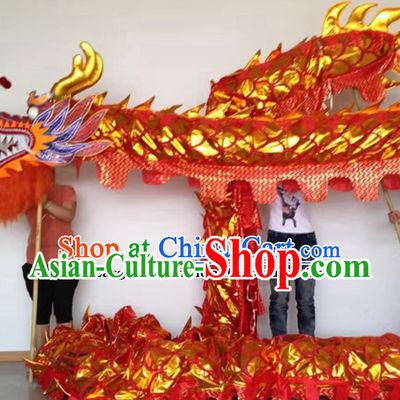 Chinese Happy Festival Celebration Dragon Dance Costume Handmade Red Dancing Dragon Complete Set for 7 Adults