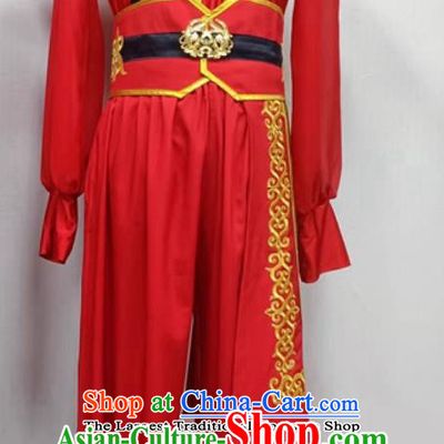 Male Group Performance Red Outfit China Drum Dance Yangge Clothing Chinese Yangko Dance Costume