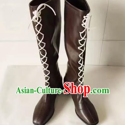 Funeral Lilian Cosplay Shoes Huertack Cosplay Boots Dark Brown