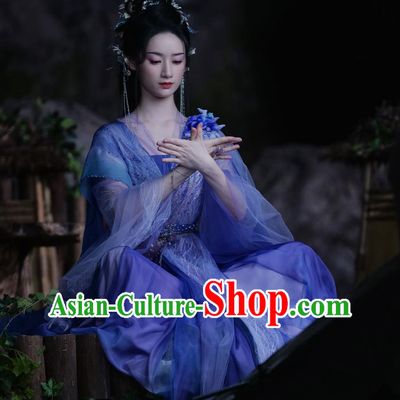 Ancient China Fairy Clothing Chinese TV Series Fox Spirit Matchmaker Red Moon Pact Master Tu Shan Ya Ya Purple Dress