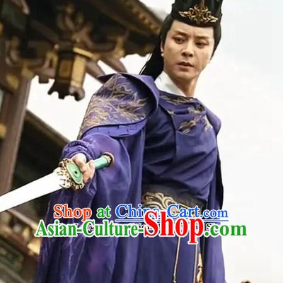 Ancient Swordsman Garment Clothing Chinese TV Series The Blood of Youth Eunuch Jin Xian Purple Costume