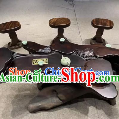 Hand Carved Wenge Teatable Chinese Tree Root Tea Table