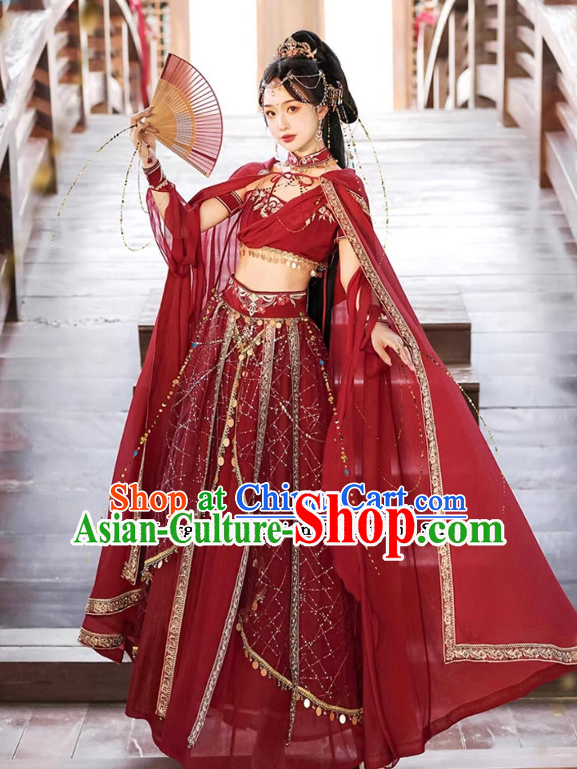 China Dunhuang Feitian Dance Costumes Chinese Flying Apsaras Hanfu Red Dress Complete Set China Dunhuang Feitian Dance Costumes Chinese Flying Apsaras Hanfu Red Dress Complete Set