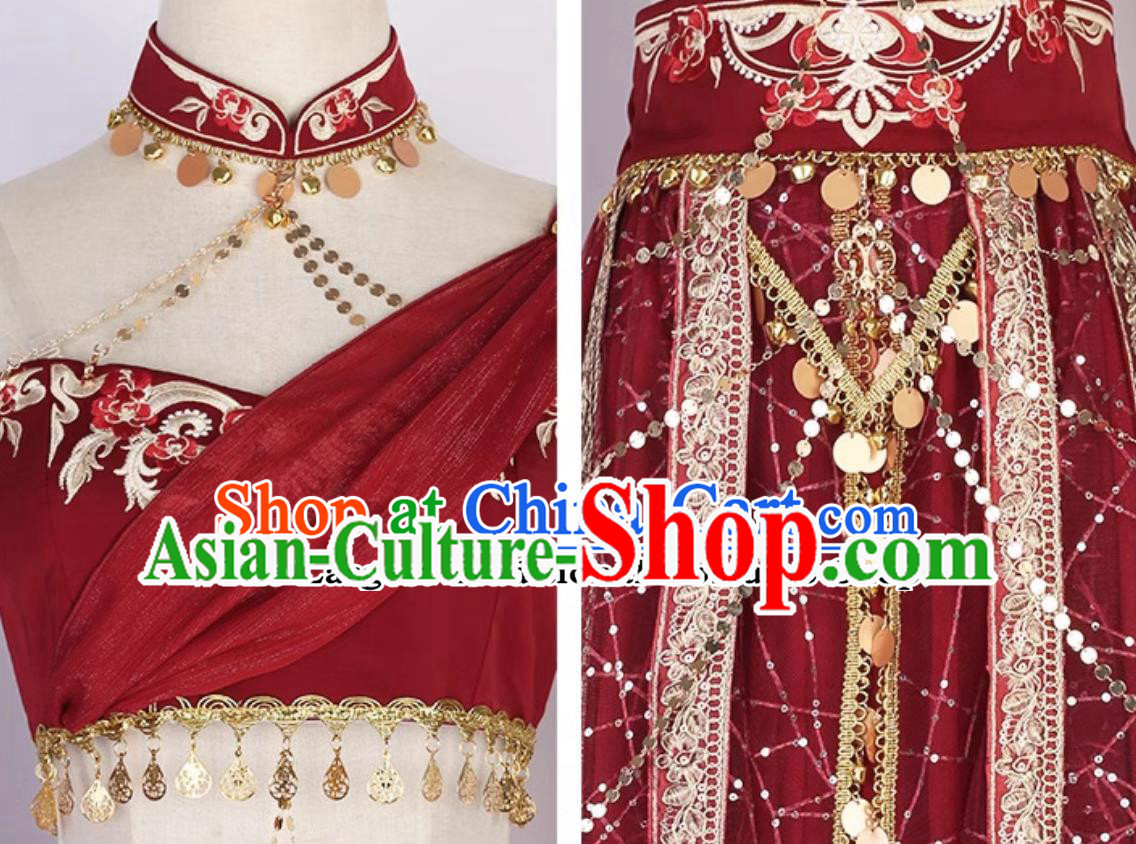 China Dunhuang Feitian Dance Costumes Chinese Flying Apsaras Hanfu Red Dress Complete Set China Dunhuang Feitian Dance Costumes Chinese Flying Apsaras Hanfu Red Dress Complete Set