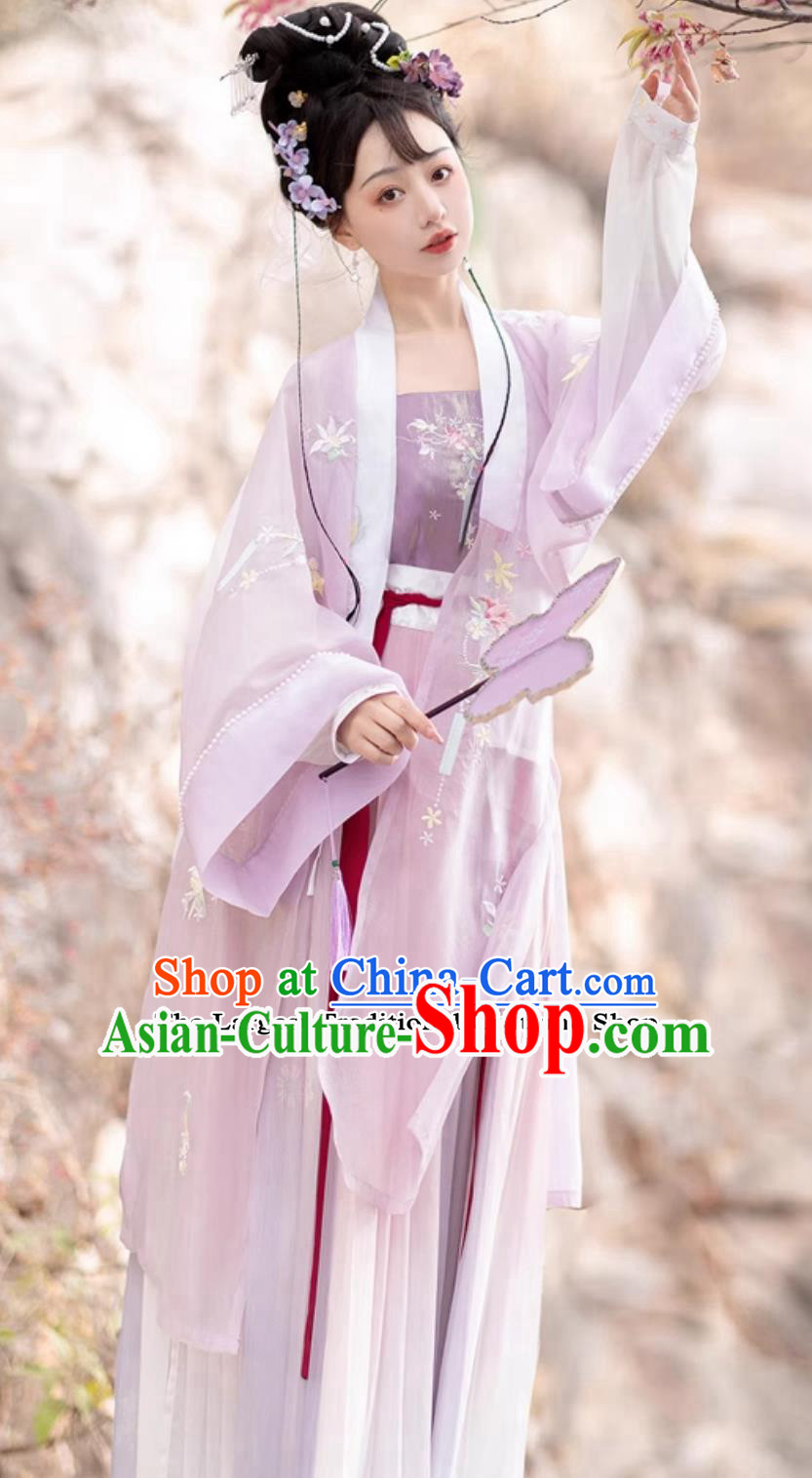 Ancient China Ming Dynasty Royal Princess Dresses Young Lady Costumes Lilac Chinese Hanfu Ancient China Ming Dynasty Royal Princess Dresses Young Lady Costumes Lilac Chinese Hanfu