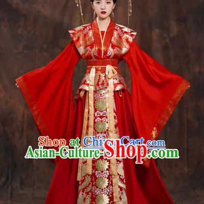 Ancient China Princess Red Dress Traditional Wedding Clothing Chinese Song Dynasty Hanfu