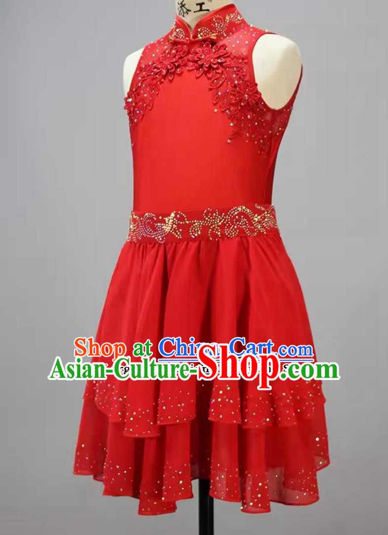 Chinese Children Dance Competition Clothing Classical Dance Red Dress Solo Dance Costume Chinese Children Dance Competition Clothing Classical Dance Red Dress Solo Dance Costume