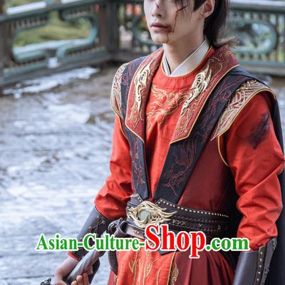 Chinese Drama Dashing Youth Swordsman Ye Ding Zhi Red Costume Ancient China Young Hero Clothing