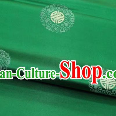 Traditional Satin Tang Suit Silk Material Chinese Classical Lucky Pattern Design Green Brocade Fabric
