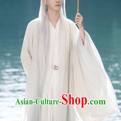 Ancient China Childe Gongzi White Clothing Chinese TV Drama Dashing Youth Scholar Nangong Chun Shui Garment Costume