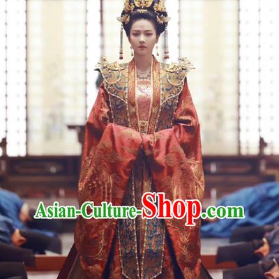 Ancient China Empress Clothing Chinese TV Drama Story of Kunning Palace Queen Jiang Xue Ning Garment Costume