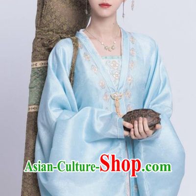 Ancient China Palace Lady Blue Dress Costumes Chinese TV Drama Story of Kunning Princess Fang Miao Hanfu Clothing