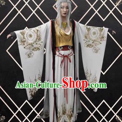 Ancient Chinese Madam Clothing Black Myth Wukong Princess Iron Fan Dress Swordswoman Costume