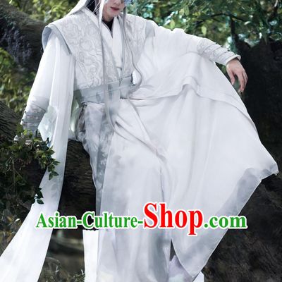 TV Drama Lost You Forever Xiang Liu White Outfit Ancient China Warrior Clothing Traditional Chinese Male Hanfu