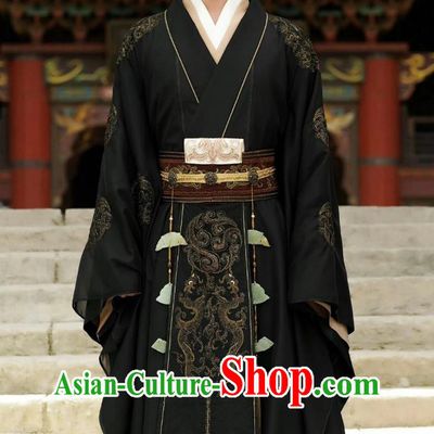 Traditional Chinese Hanfu TV Drama Lost You Forever Emperor Xiyan Cang Xuan Black Outfit Ancient China Royal King Clothing
