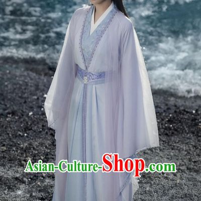 Ancient China Noble Lady Clothing Chinese Traditional Hanfu TV Drama Lost You Forever Princess Xiao Yao Lilac Dress Costume