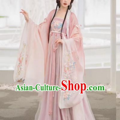 Traditional Chinese Hanfu Tang Dynasty Princess Pink Dress Ancient China Fairy Clothing