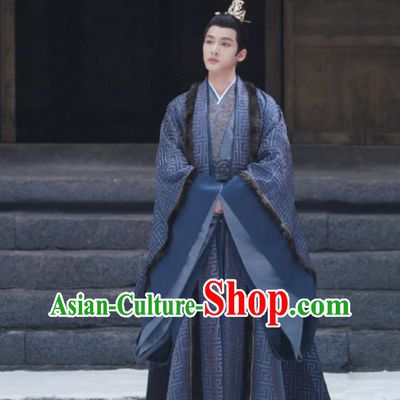 Ancient China Royal King Clothing Traditional Chinese Hanfu TV Drama Lost You Forever Emperor Xiyan Cang Xuan Garment Costume