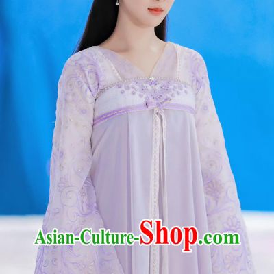 Ancient China Fairy Clothing Traditional Chinese Lilac Hanfu Dress TV Drama Lost You Forever Princess Xiao Yao Costume