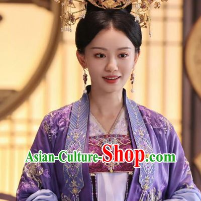TV Drama Lost You Forever Empress Chenrong Yin Yue Costume Ancient China Court Woman Clothing Traditional Chinese Purple Hanfu Dress