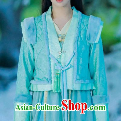 Traditional Chinese Blue Hanfu Dress TV Drama Lost You Forever Xiao Yao Costume Ancient China Young Woman Clothing