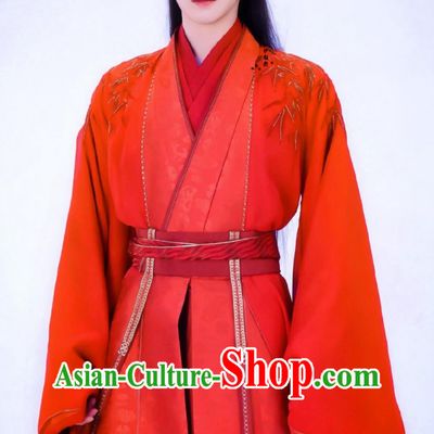 Ancient China Noble Childe Clothing Traditional Chinese Wedding Hanfu TV Drama Lost You Forever Master Tushan Jing Red Costume