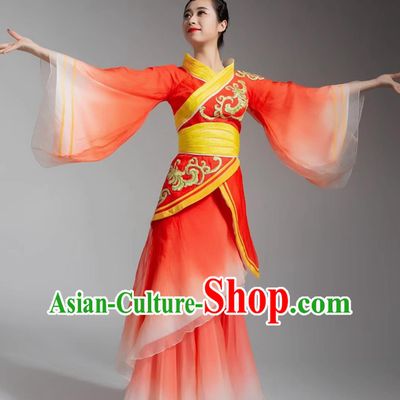 Women Hanfu Dance Clothing Chinese Classical Dance Red Dress Traditional Water Sleeve Dance Costume
