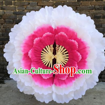 Chinese Folk Dance Fan Traditional Yangko Fan Handmade Peony Fan