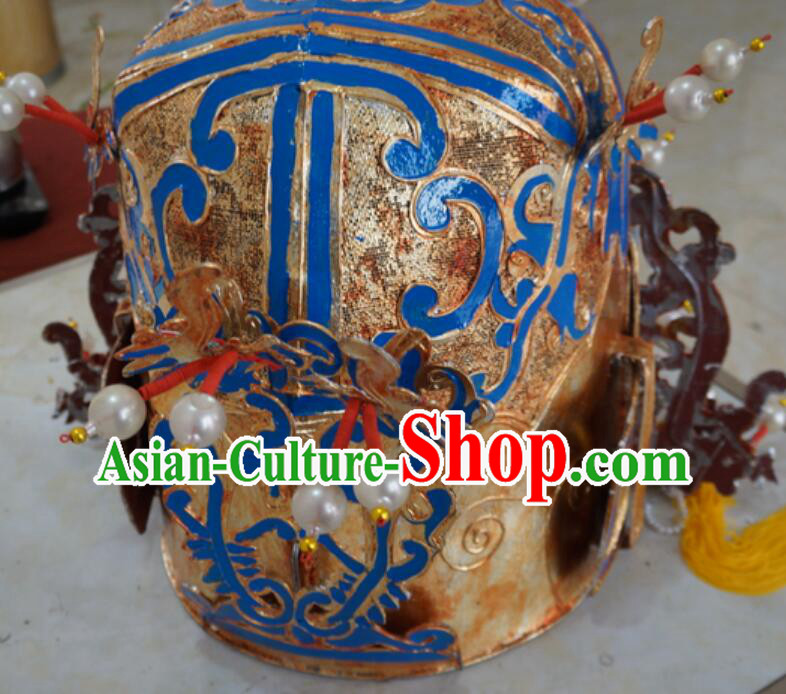 China Beijing Opera Laosheng Hat Handmade Opera Headwear Chinese Peking Opera Emperor Helmet China Beijing Opera Laosheng Hat Handmade Opera Headwear Chinese Peking Opera Emperor Helmet
