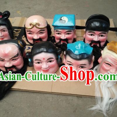 Chinese The Eight Immortals Crossing the Sea Masks Hat Complete Set