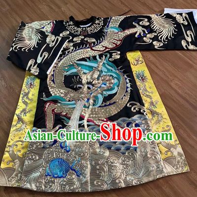 Top Custom Chinese Peking Opera Laosheng Costume China Beijing Opera Black Embroidered Robe