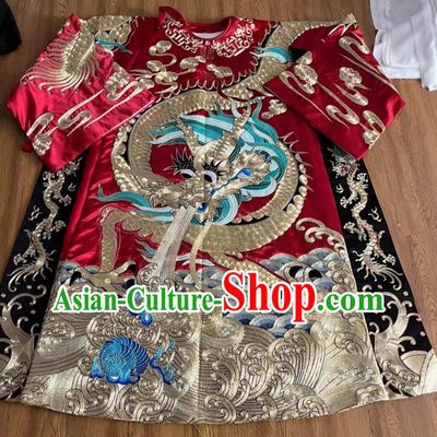 China Beijing Opera Red Embroidered Robe Top Custom Traditional Opera Clothing Chinese Peking Opera Laosheng Costume
