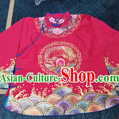 China Henan Opera Diva Red Embroidered Blouse Top Custom Traditional Opera Clothing Chinese Peking Opera Hua Tan Costume