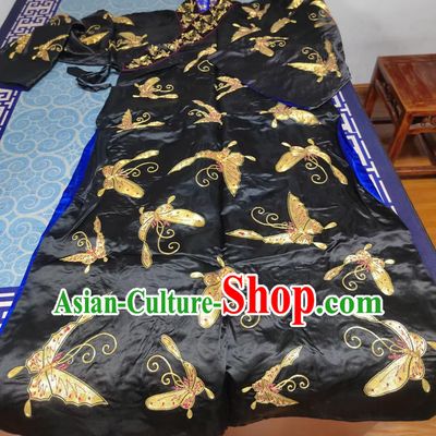 China Beijing Opera Black Embroidered Robe Top Custom Traditional Opera Butterfly Clothing Chinese Peking Opera Li Kui Costume