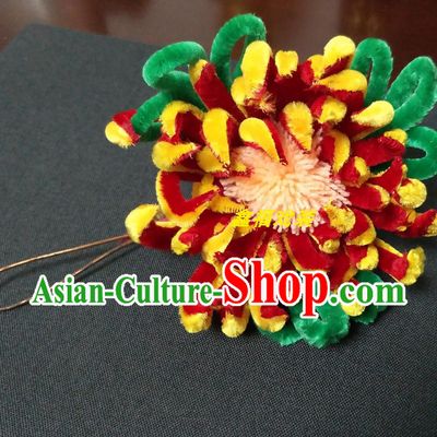 China Peking Opera Hero Headpiece Handmade Chinese Beijing Opera Hua Lian Velvet Flower