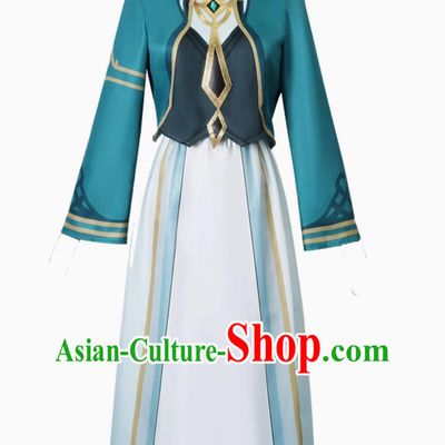 Genshin Impact Sumeru Akademiya Cosplay Uniform High Waisted Long Sleeved Maxi Dress Game Inspired Anime Costume