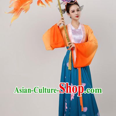 China Song Dynasty Woman Clothing Chinese Lantern Festival Stage Performance Hanfu Dress Classical Dance Costume