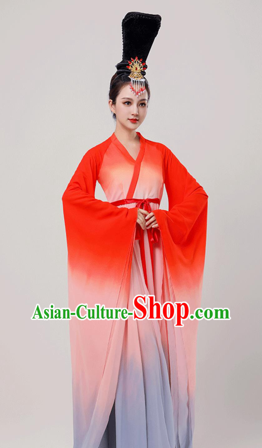 China Wide Sleeve Dance Costume Chinese Classical Dance Clothing Han Tang Dance Red Dress China Wide Sleeve Dance Costume Chinese Classical Dance Clothing Han Tang Dance Red Dress