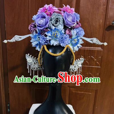 Handmade Han Tang Dance Headdress Chinese Spring Festival Gala Hat China Classical Dance Headpiece