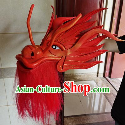 Chinese Spring Festival Gala Stage Performance Property China Classical Dance Prop Handmade Handle Red Dragon Head