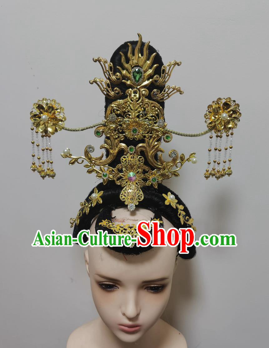 Chinese Classical Dance Headpieces Handmade Han Tang Dance Hair Accessories Ancient Empress Headdress Chinese Classical Dance Headpieces Handmade Han Tang Dance Hair Accessories Ancient Empress Headdress