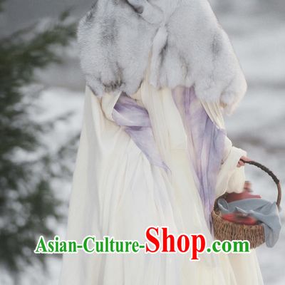 Chinese TV Series Snowy Night Timeless Love Replica Costume Traditional China Hanfu Cape Ancient Pharmacist Xue Zi Ye Cloak