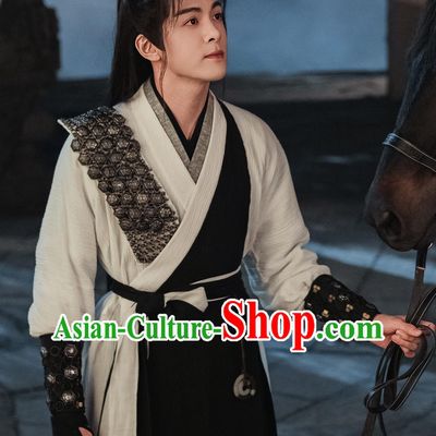 Chinese TV Series Snowy Night Timeless Love Hero Hua Zhan Bai Replica Costume Traditional China Hanfu Ancient Swordsman Clothing
