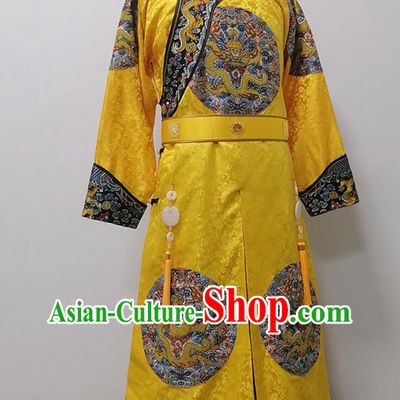 Traditional Chinese Clothing Ancient China Qing Dynasty Emperor Costume Qian Long Embroidered Imperial Robe